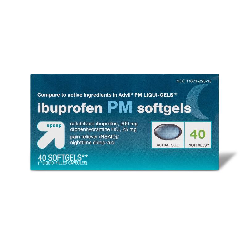 Ibuprofen (NSAID) PM Pain Reliever &#38; Nighttime Sleep Aid Softgels - 40ct - up &#38; up&#8482;, 1 of 6