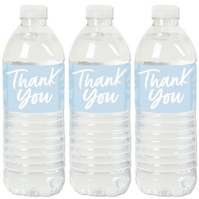 Big Dot of Happiness Dusty Blue Elegantly Simple - Guest Party Favors Water Bottle Sticker Labels - Set of 20