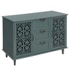 Arina Hollow-Carved Cabinet,Distressed Wooden Cabinet With 2 Doors And 3 Drawer-Maison Boucle - 4 of 4