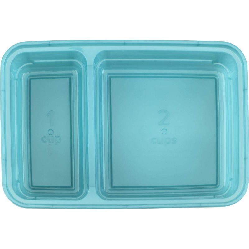 GoodCook Meal Prep 2 Compartment Large Rectangle Dark Teal Containers + Lids - 10ct, 3 of 13
