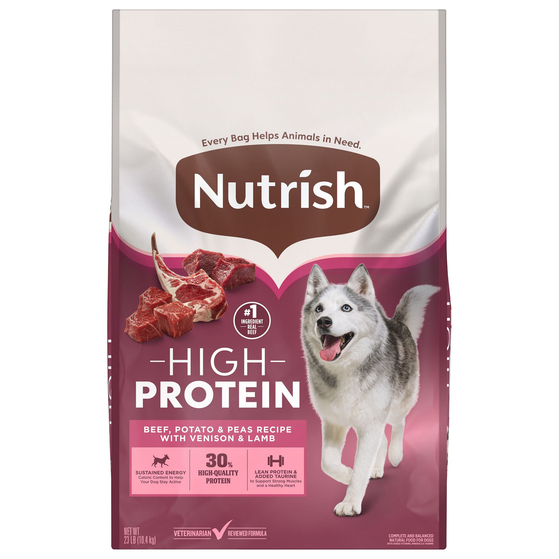 Nutrish High Protein Real Beef, Potato and Peas Recipe with Venison and Lamb Dry Dog Food - 23lbs