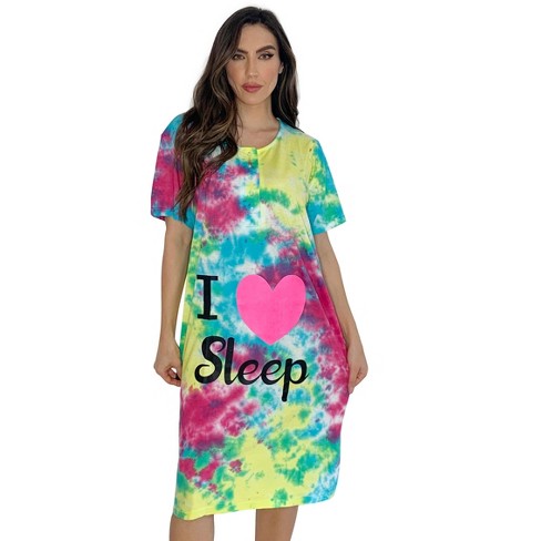 Just Love Womens Nightgown - Short Sleeve Henley Oversized