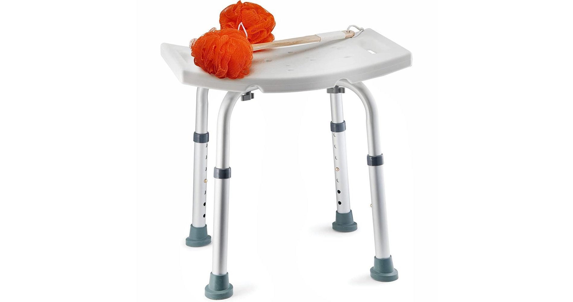 Shower Bench with 8 Adjustable Heights, Portable, Anti Slip, Lightweight and Durable – Bonus Back Scrubber and Additional Sponge - MedicalKingUsa