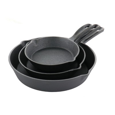 Oster Castaway 12 inch Cast Iron Round Frying Pan with Dual Spouts