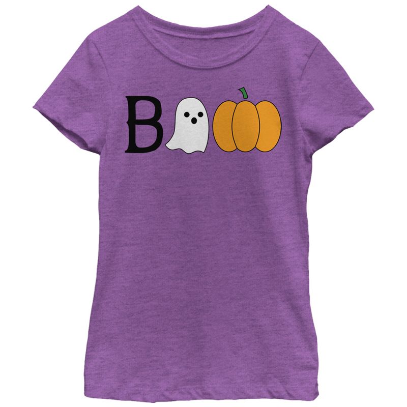 Girl's Lost Gods Halloween Ghost and Pumpkin Boo T-Shirt, 1 of 4