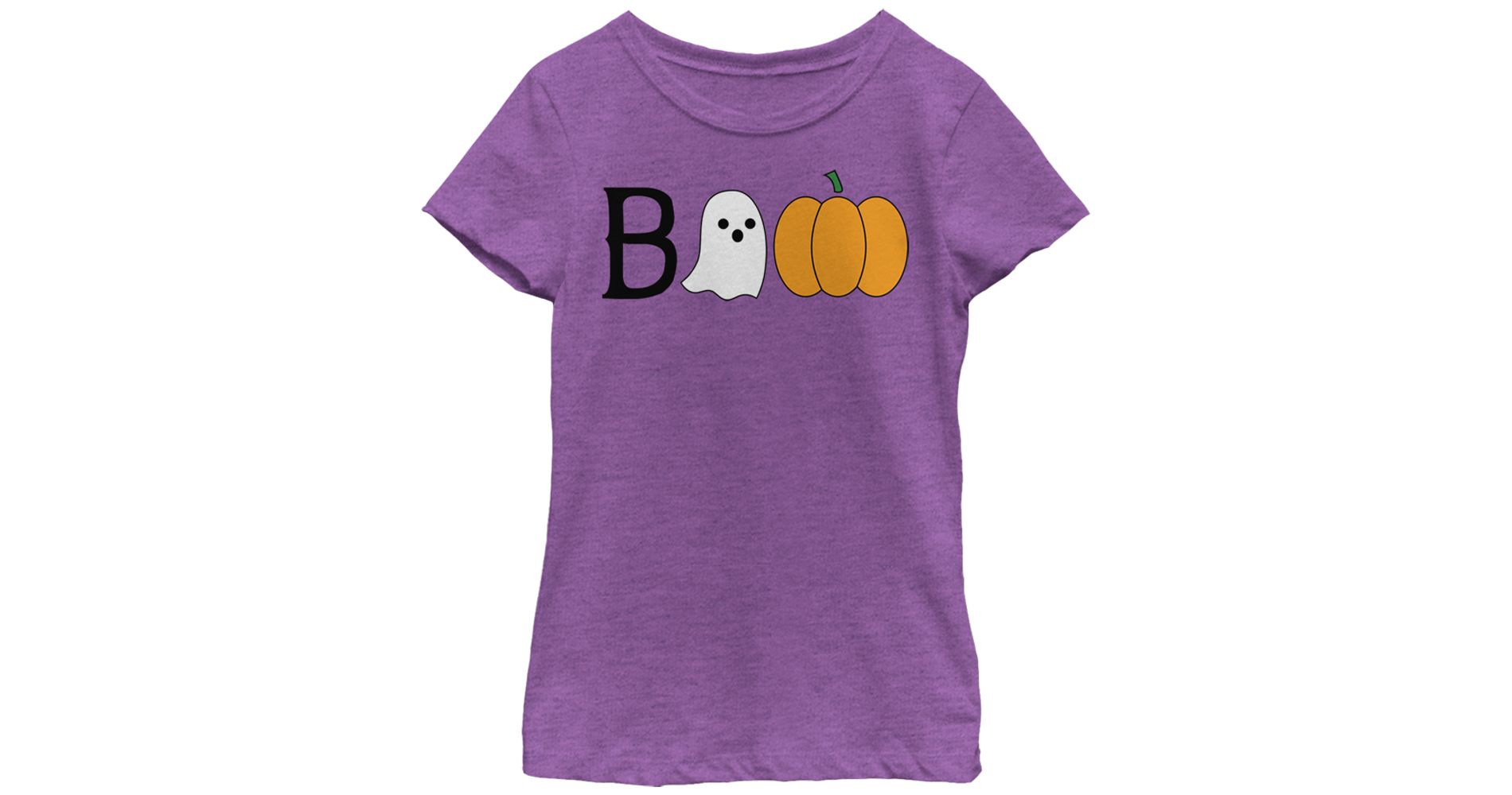 Girl's Lost Gods Halloween Ghost and Pumpkin Boo  T-Shirt - Purple Berry - Large