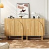 Light Brown Wood TV Stand with Storage, Arched Modular TV Unit with Adjustable Shelf for Living Room – Cuddlewood - 3 of 4
