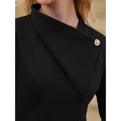 Женские платья INSPIRE CHIC Women's Elegant Pencil Lapel V Neck Long Sleeve Trendy Work Knee Length Dresses XX-Large Black — фото 4