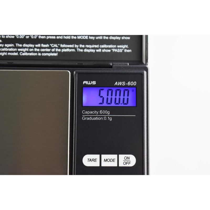 American Weigh Scales Portable Pocket Weight Scale High Precision Stainless Steel Digital Backlit LCD Display 600g x 0.1g, 4 of 9