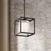 Possini Euro Design Conroe Matte Black Metal Mini Pendant Light 9" Wide Sheer Outer White Glass Inner Shade for Dining Room Home Foyer Kitchen Bedroom - image 2 of 4