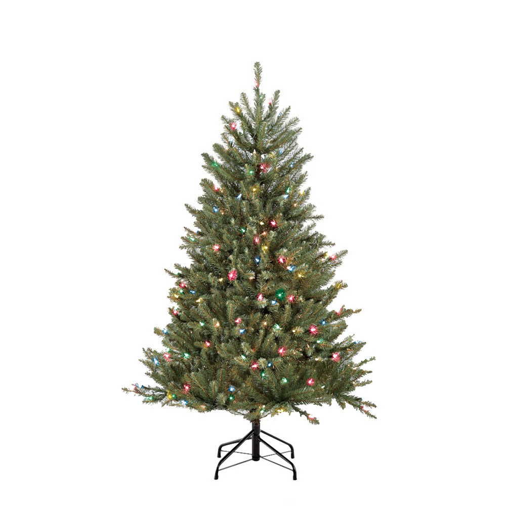 Photos - Garden & Outdoor Decoration Puleo 4.5ft Pre-lit Artificial Christmas Tree Fir- : Incandescent Multi Lights, Hinged, Indoor Use 