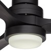 Casa Vieja 52" Delta DC Modern Indoor Outdoor Ceiling Fan 3 Blade CCT LED Light Remote Control Matte Black Finish Bedroom Living Room DC Motor - image 3 of 4