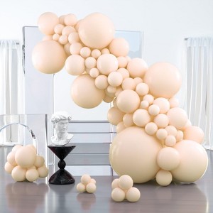 PartyWoo Balloons Pastel Orange Baby Pale Light Pink Peach 36 18 12 10 5 Inch 127 pcs - 1 of 4