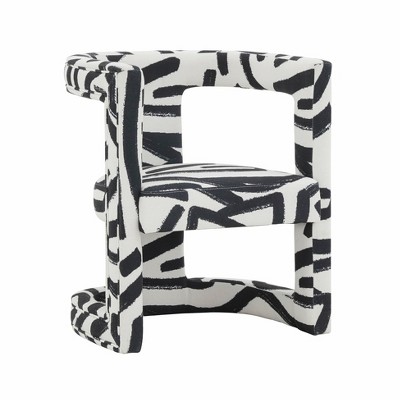 TOV Furniture Ada Chair in Black and White Brushstroke Pattern
