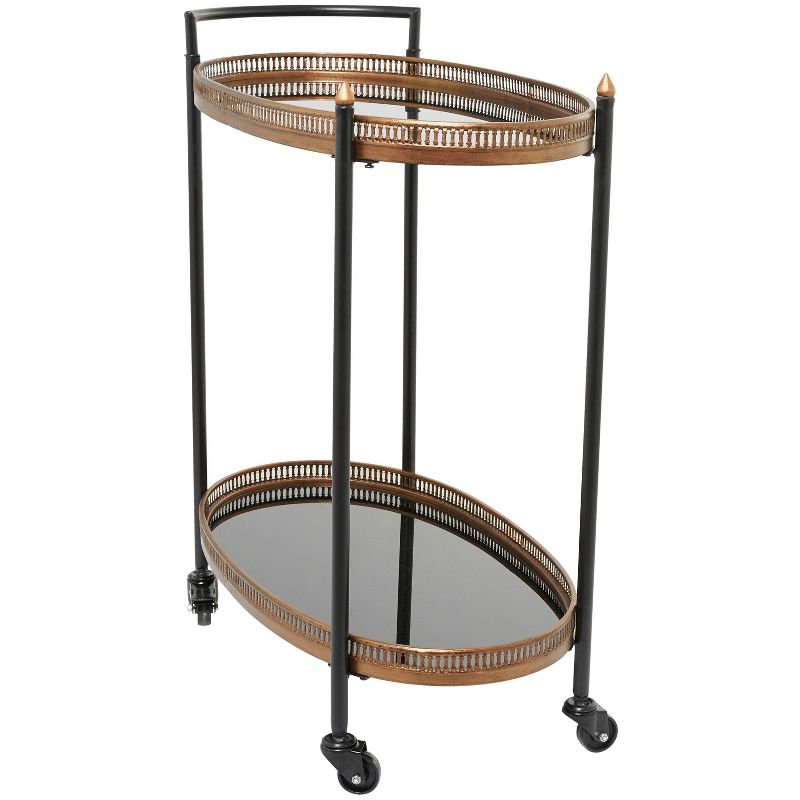 Modern Traditional Metal and Glass Bar Cart Brass - Olivia &#38; May, 5 of 6