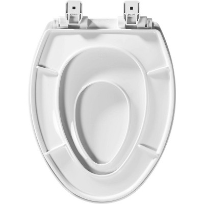 Mayfair by Bemis Little2Big Never Loosens Elongated Plastic Children's Potty Training Toilet Seat with Slow Close Hinge - White