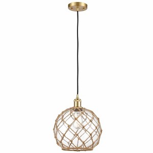 Farmhouse Rope - 1 Light Cord Hung Mini Pendant In Industrial Style-13 Inches Tall and 10 Inches Wide - 1 of 3