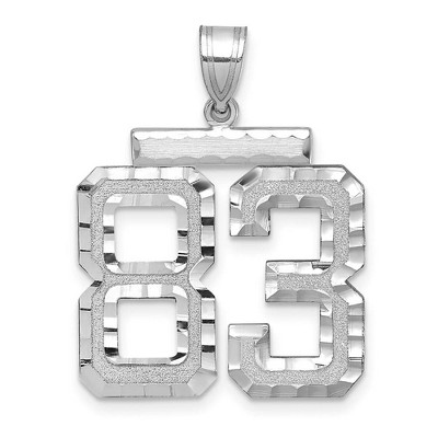 Black Bow Jewelry 14k White Gold, Varsity Collection, Large D/C Pendant, Number 83