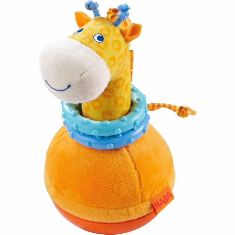 HABA Roly Poly Giraffe Soft Wobbling & Chiming Baby Toy with Teething Rings, 1 of 4