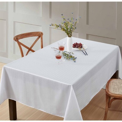 HLC.ME Lincoln Stripe Fabric Tablecloth, Advanced Water, Fade, Stain, and Wrinkle Resistance