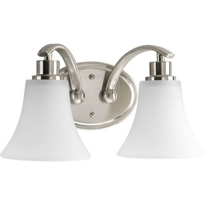 Joy Collection Brushed Nickel 2-Light Bath Fixture with Etched Glass