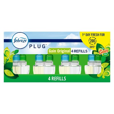 Febreze Plug Quadruple Air Freshener Refill - Gain Original - 3.48 fl oz/4pk