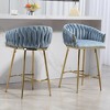 26'' Counter height bar stools Set of 2 kitchen island counter bar stool with hand- wave back,golden chromed base and footrest - 2 of 4