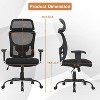 FDW Big and Tall Office Chair Ergonomic Mesh Chair with Lumbar Support and Adjustable Headrest Breathable and Comfortable for Work, Black - 2 of 4