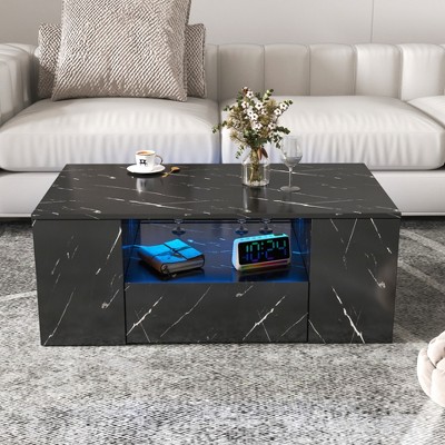 Vynxaria 14.57" High LED Coffee Table: Modern Design with Storage & Ambiance