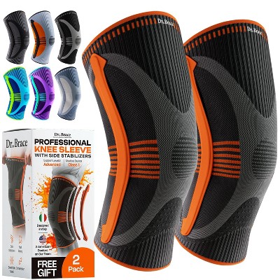 DR. BRACE® ELITE Knee Braces for Knee Pain, Compression Knee Sleeve with Side Stabilizers - 2 Pack