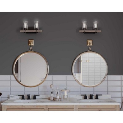 Galvanized Nickel 2-Light Bath Vanity with Clear Glass Shades