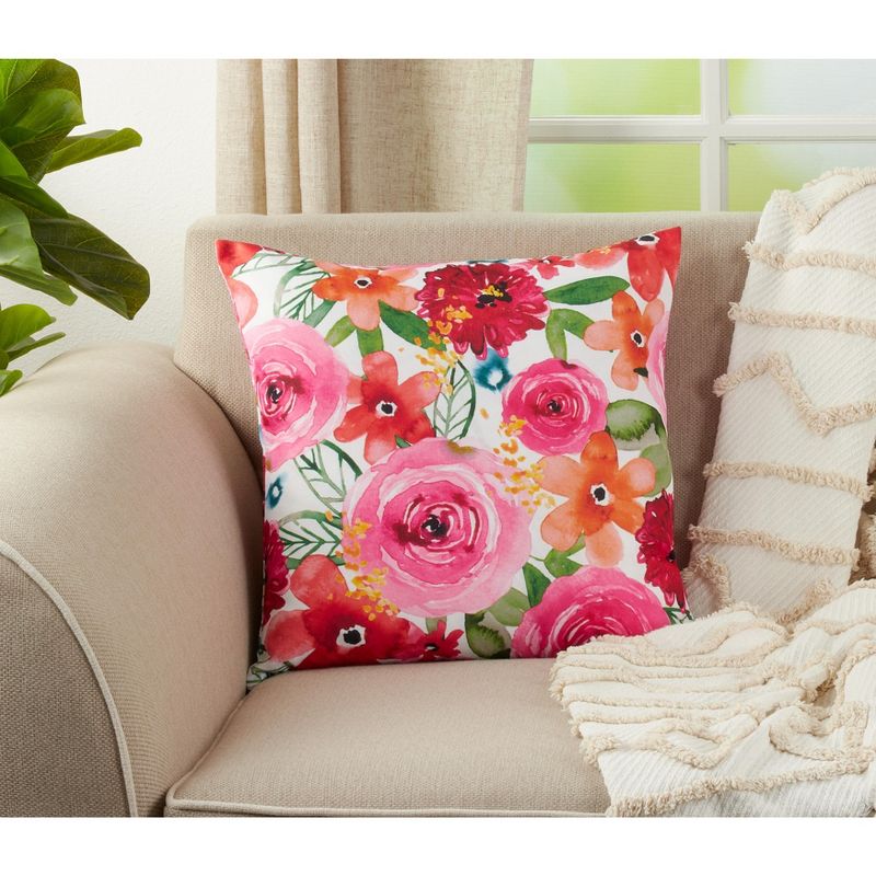 Saro Lifestyle Santa Monica Floral Pillow - Down Filled, 18" Square, Multi, 3 of 4