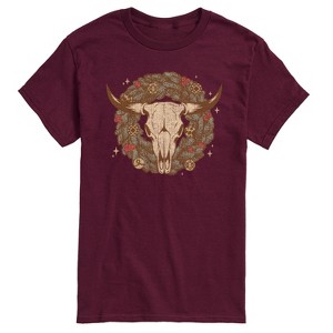 Men's - Instant Message - Cow Skull Wreath Short Sleeve Graphic T-Shirt - 1 of 4