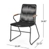 Set of 2 Rope Weave Outdoor Club Chairs,Modern Iron Frame Patio Chair with Woven Design,Club Chair for Garden or Balcony-Cuddlewood - 3 of 4