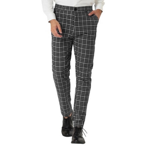 Lars Amadeus Men's Business Checked Printed Slim Fit Flat Front Plaid ...