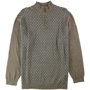 Tasso Elba Mens Patterned Quarter Zip Knit Sweater, Brown, X-Large - 1 of 1