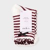 Women's Striped Waffle Knit 2pk Crew Socks with Bow Applique - Auden™ Berry/Ivory/Black 4-10 - 2 of 3