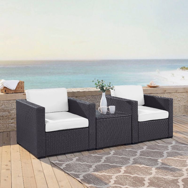 Biscayne 3pc Outdoor Wicker Seating Set - White - Crosley, 3 of 11