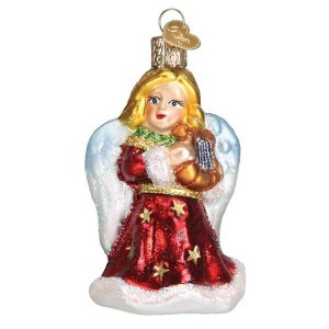 Old World Christmas 3.75 In Red Angel With Lyre Ornament Religious  Wing Heaven Tree Ornaments - 1 of 3