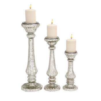 Traditional Pitted Glass Candle Holder Set 3ct - Olivia & May