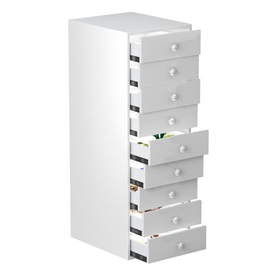 VANITII 9-Drawer Makeup Vanity Storage Unit with Lights, White