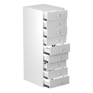 VANITII 9-Drawer Makeup Vanity Storage Unit with Lights, White - 1 of 4