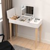 Vanity Table with Flip Top Mirror, Wooden Makeup Dressing Table with Double Door Compartment,Writing Desk - 2 of 4