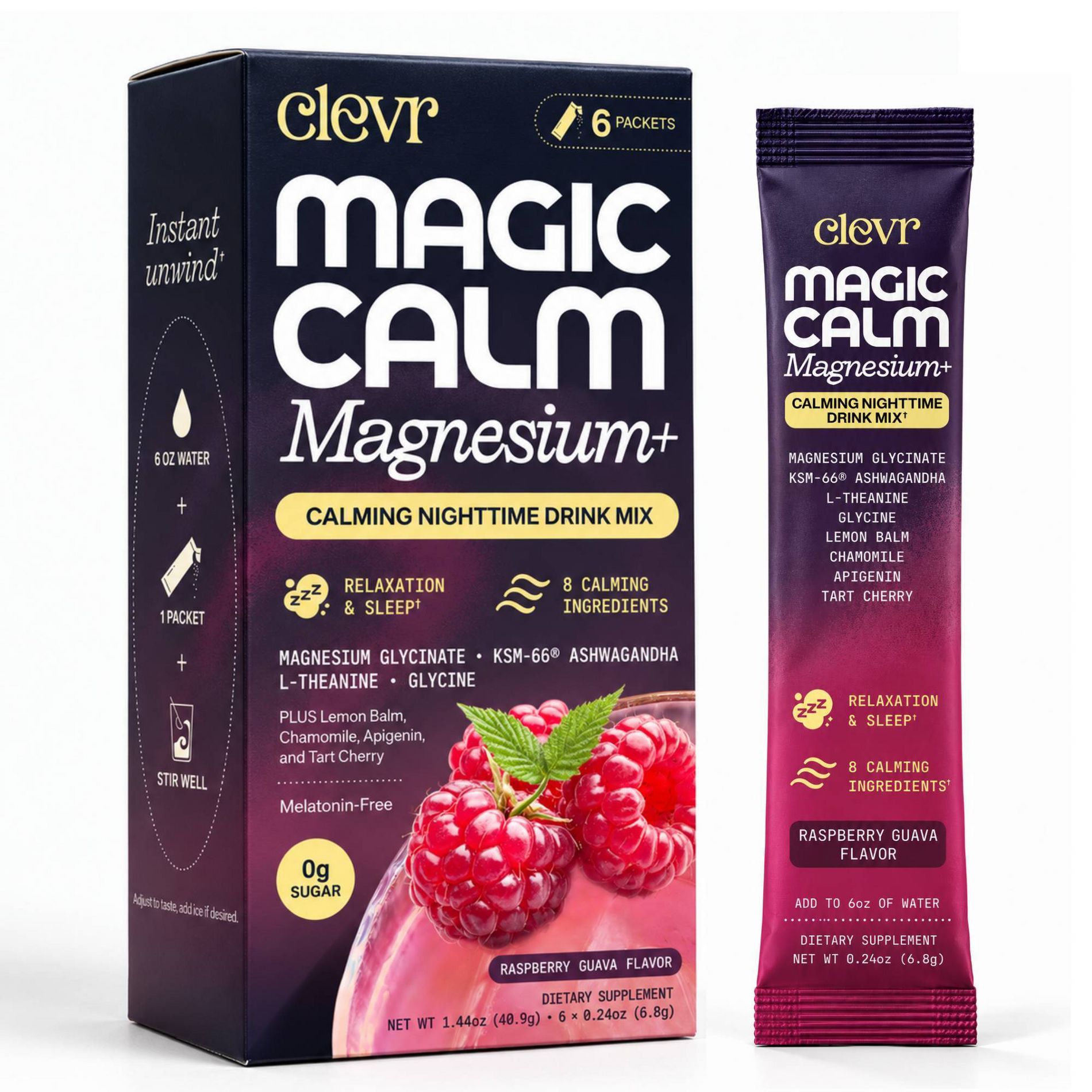 Clevr Deep Magic Calm Magnesium Drink Mix - 6ct/ 1.44oz