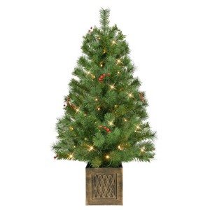 Puleo Set of 2 Artificial Battery-Operated Pre-Lit Potted Adorned Trees - 1 of 4