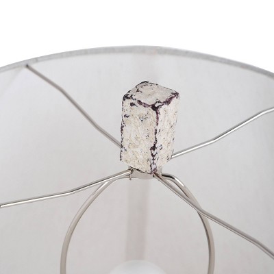 Berwyn Distressed White Lighthouse Table Lamp with Oatmeal Shade