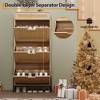 Natural Rattan 3 Flip Drawers Shoe Cabinet, Narrow Shoe Storage Cabinet with 3-Tier Adjustable Shelves, Freestanding Shoe Rack Organizer - 4 of 4