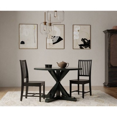Winslet Round Black Wood X Base Dining Table