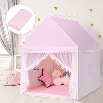 Costway Kids Play Tent Large Playhouse Children Play Castle Fairy Tent Gift w/ Mat Pink