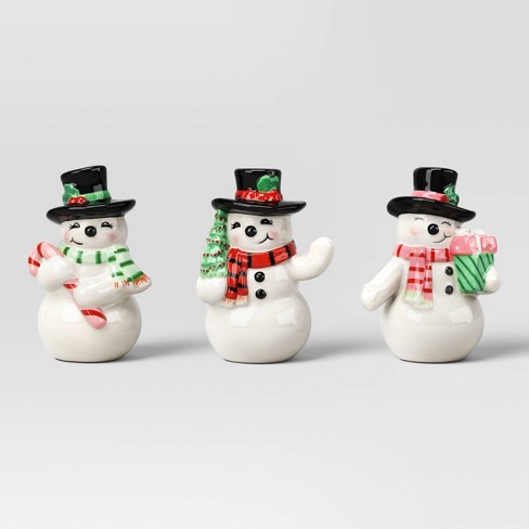 3pc Ceramic Snowman Christmas Figurine Set - Wondershop™ White